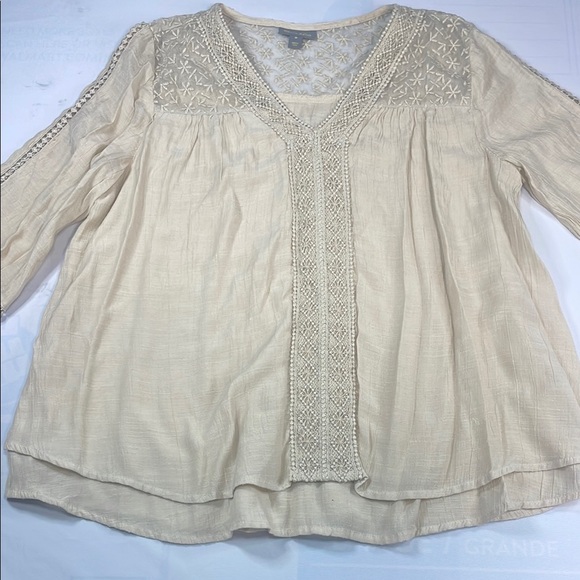Style & Co. Cream Relaxed Blouse with Embellished Details - Picture 1 of 5